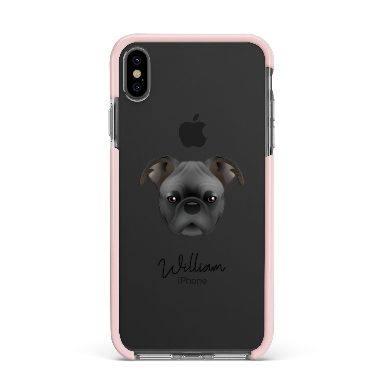 Bugg Personalised Apple iPhone Xs Max Impact Case Pink Edge on Black Phone