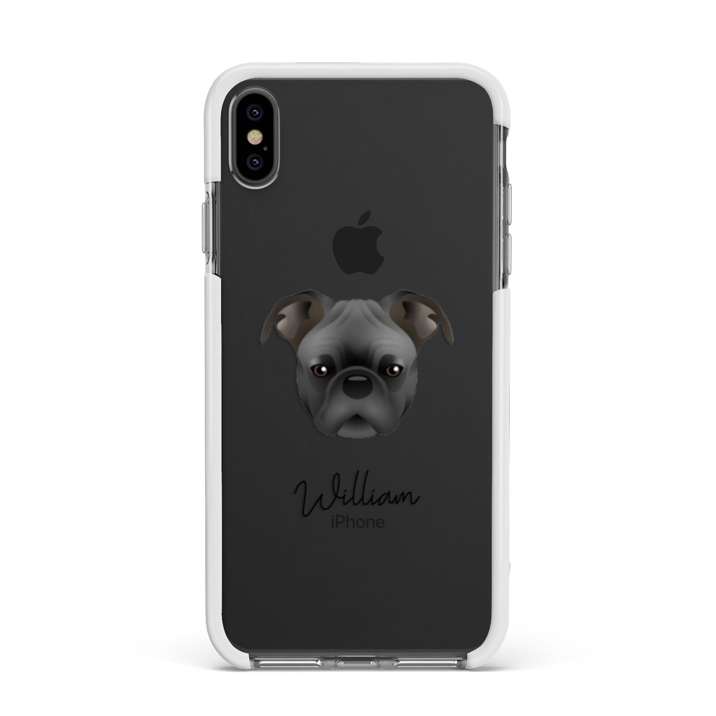 Bugg Personalised Apple iPhone Xs Max Impact Case White Edge on Black Phone
