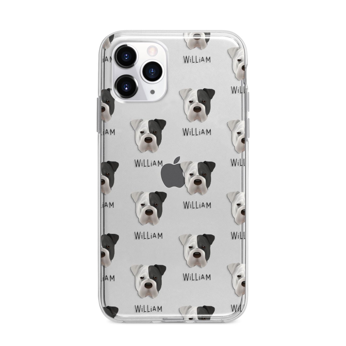Bull Pei Icon with Name Apple iPhone 11 Pro Max in Silver with Bumper Case