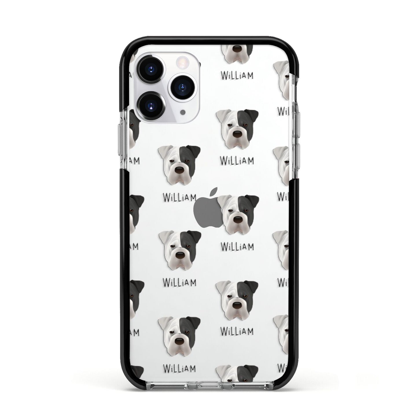 Bull Pei Icon with Name Apple iPhone 11 Pro in Silver with Black Impact Case