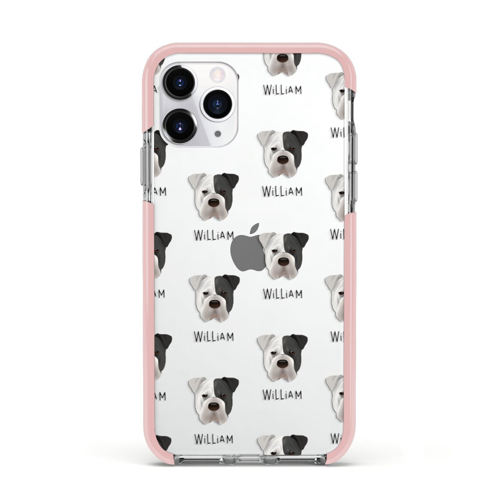 Bull Pei Icon with Name Apple iPhone 11 Pro in Silver with Pink Impact Case