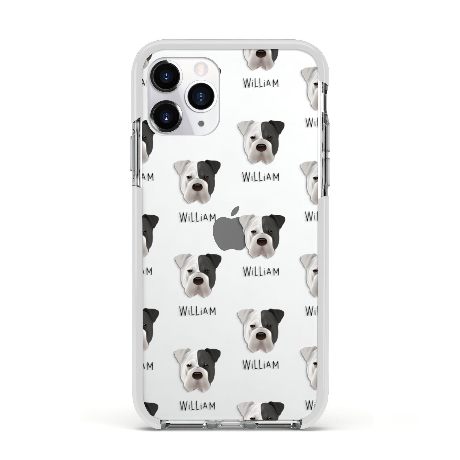 Bull Pei Icon with Name Apple iPhone 11 Pro in Silver with White Impact Case