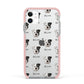 Bull Pei Icon with Name Apple iPhone 11 in White with Pink Impact Case