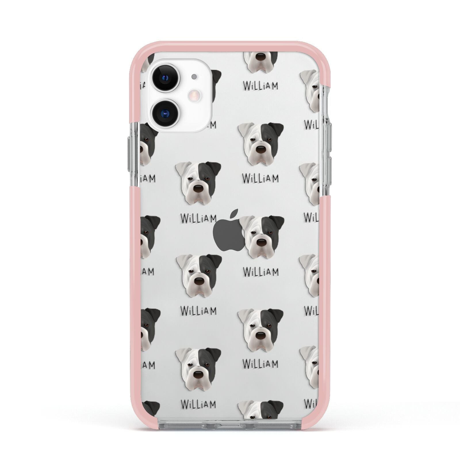 Bull Pei Icon with Name Apple iPhone 11 in White with Pink Impact Case