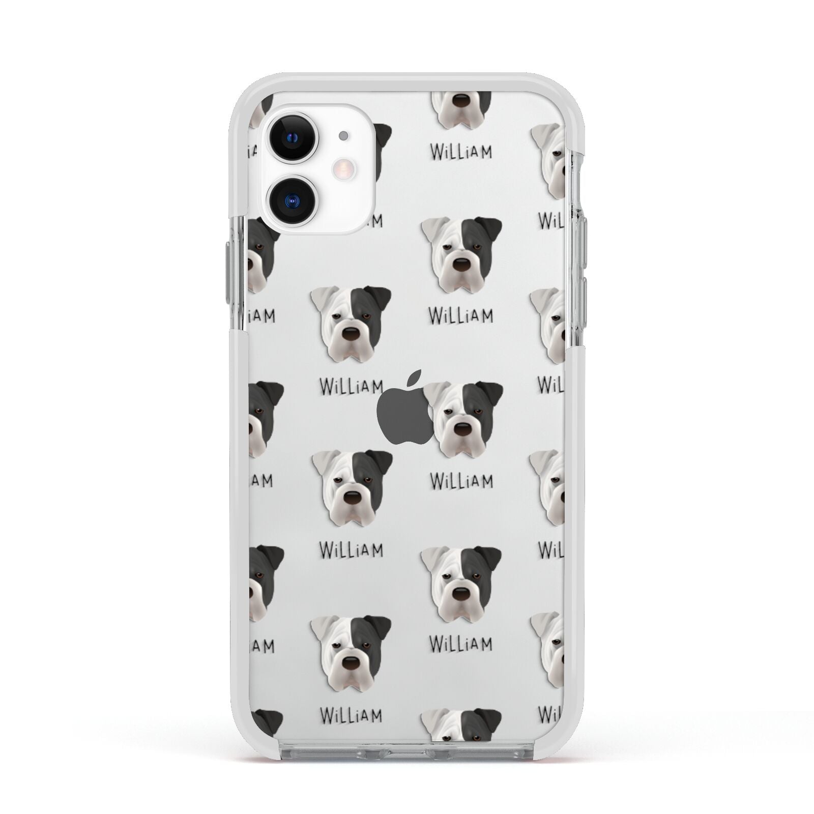 Bull Pei Icon with Name Apple iPhone 11 in White with White Impact Case