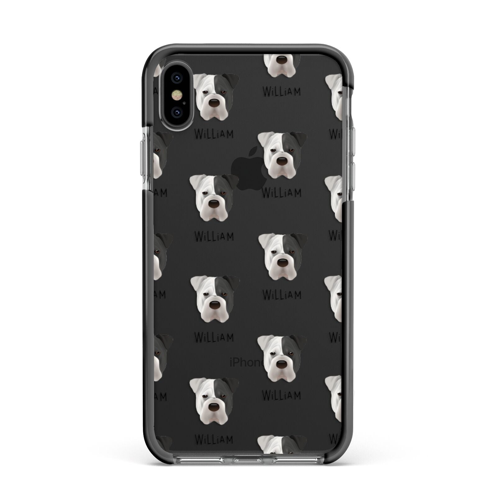 Bull Pei Icon with Name Apple iPhone Xs Max Impact Case Black Edge on Black Phone