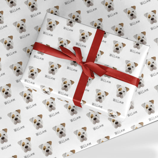 Bull Pei Icon with Name Custom Wrapping Paper
