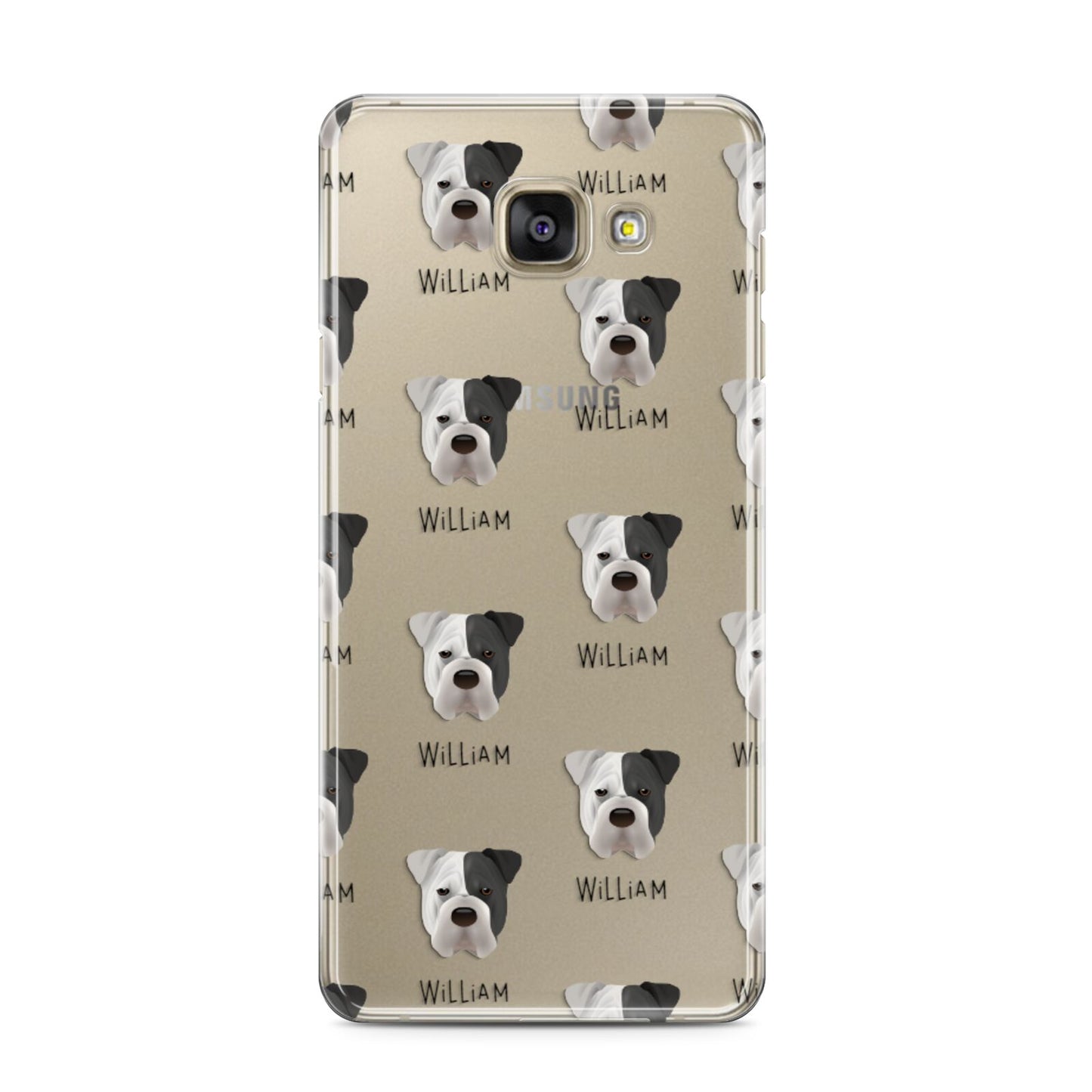 Bull Pei Icon with Name Samsung Galaxy A3 2016 Case on gold phone