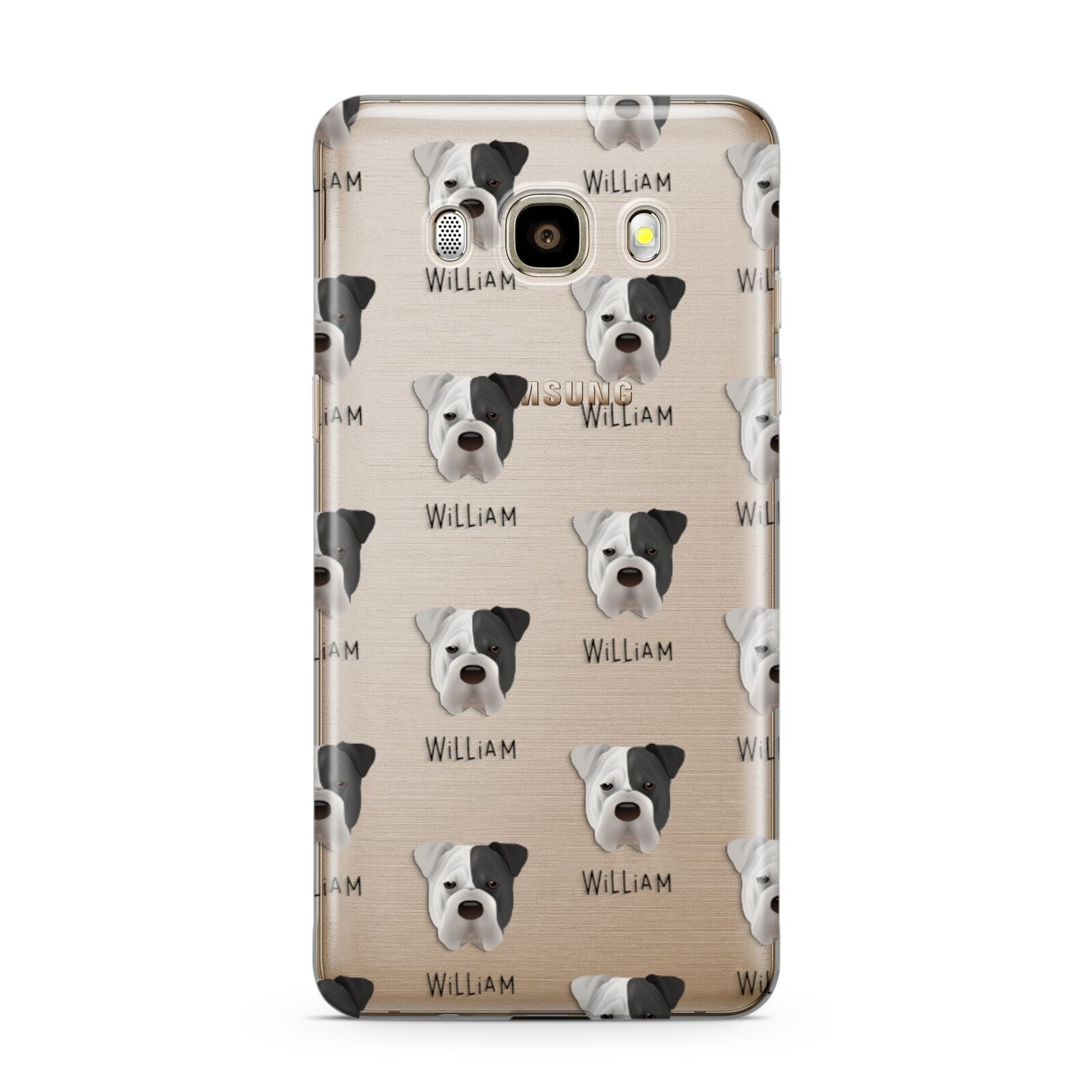 Bull Pei Icon with Name Samsung Galaxy J7 2016 Case on gold phone