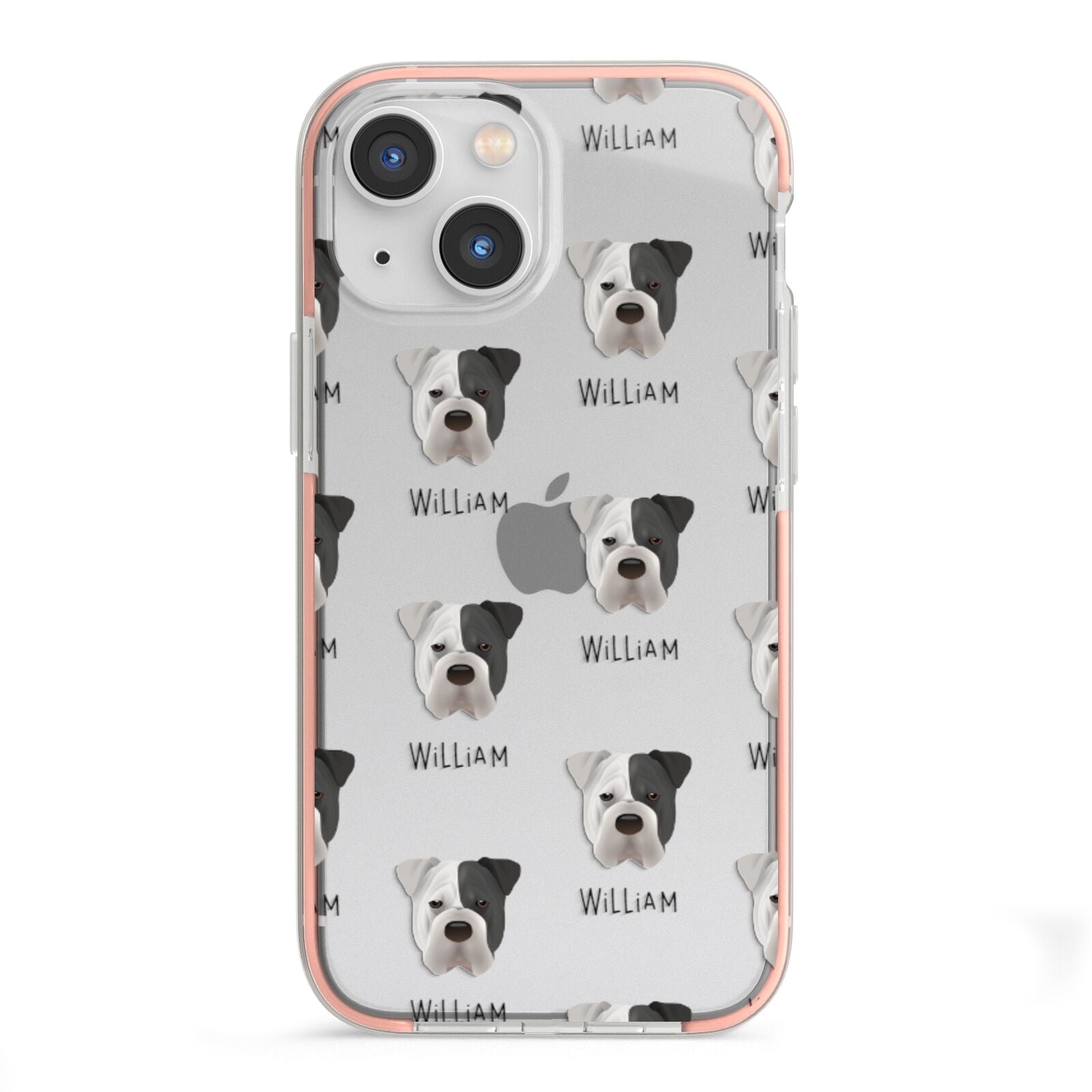 Bull Pei Icon with Name iPhone 13 Mini TPU Impact Case with Pink Edges