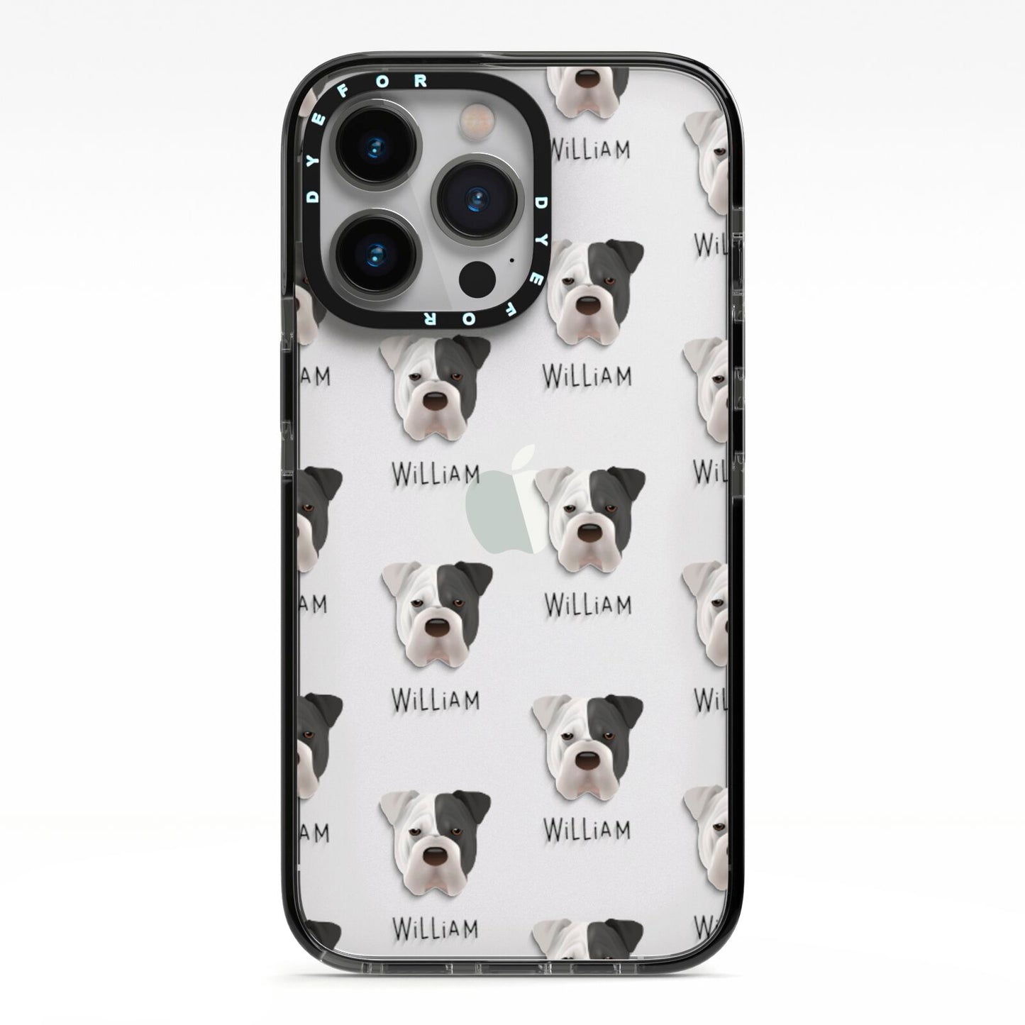 Bull Pei Icon with Name iPhone 13 Pro Black Impact Case on Silver phone