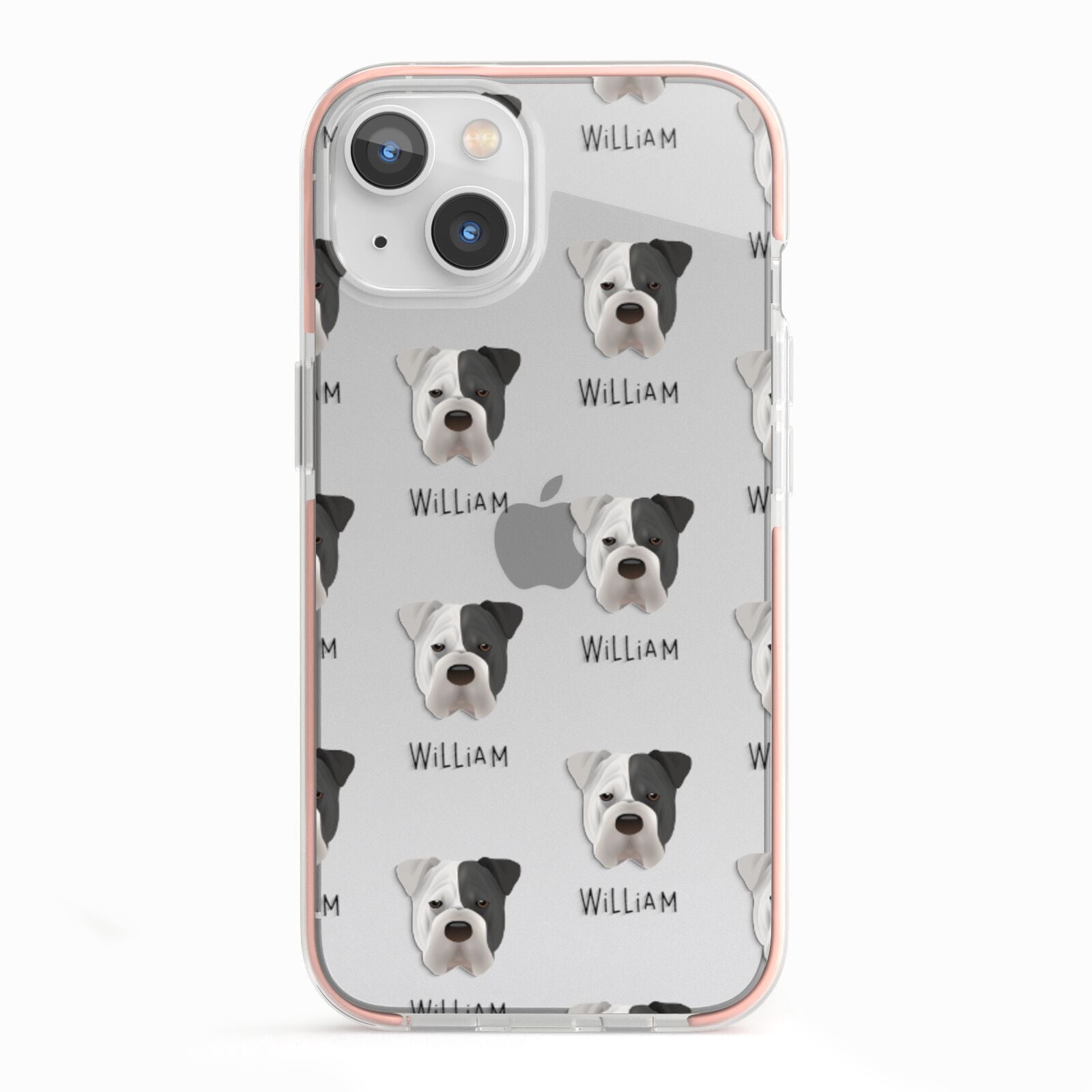 Bull Pei Icon with Name iPhone 13 TPU Impact Case with Pink Edges