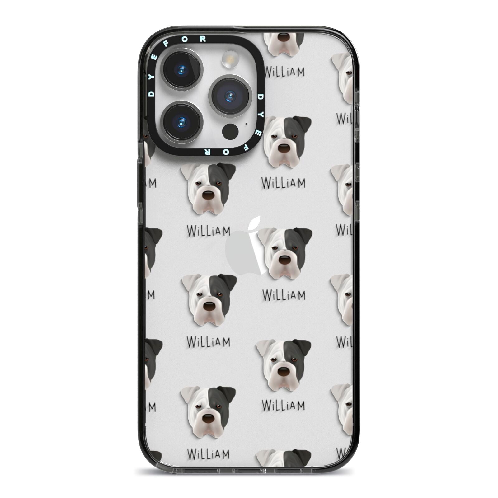 Bull Pei Icon with Name iPhone 14 Pro Max Black Impact Case on Silver phone
