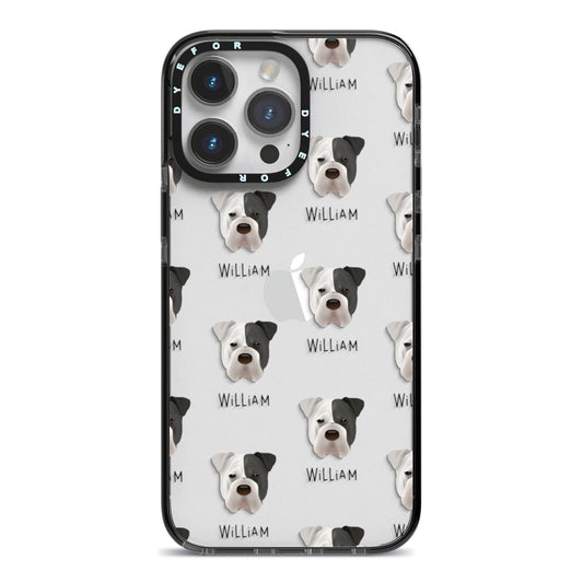 Bull Pei Icon with Name iPhone 14 Pro Max Black Impact Case on Silver phone