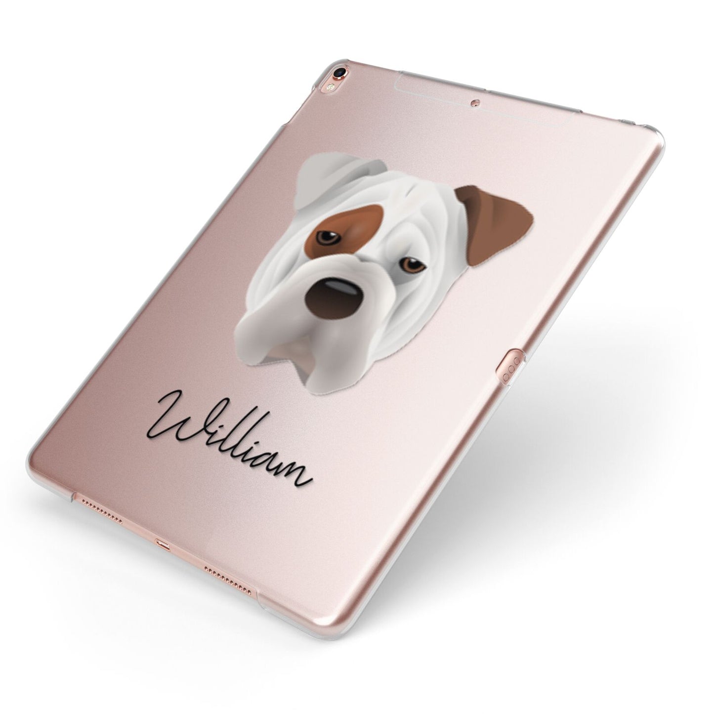 Bull Pei Personalised Apple iPad Case on Rose Gold iPad Side View