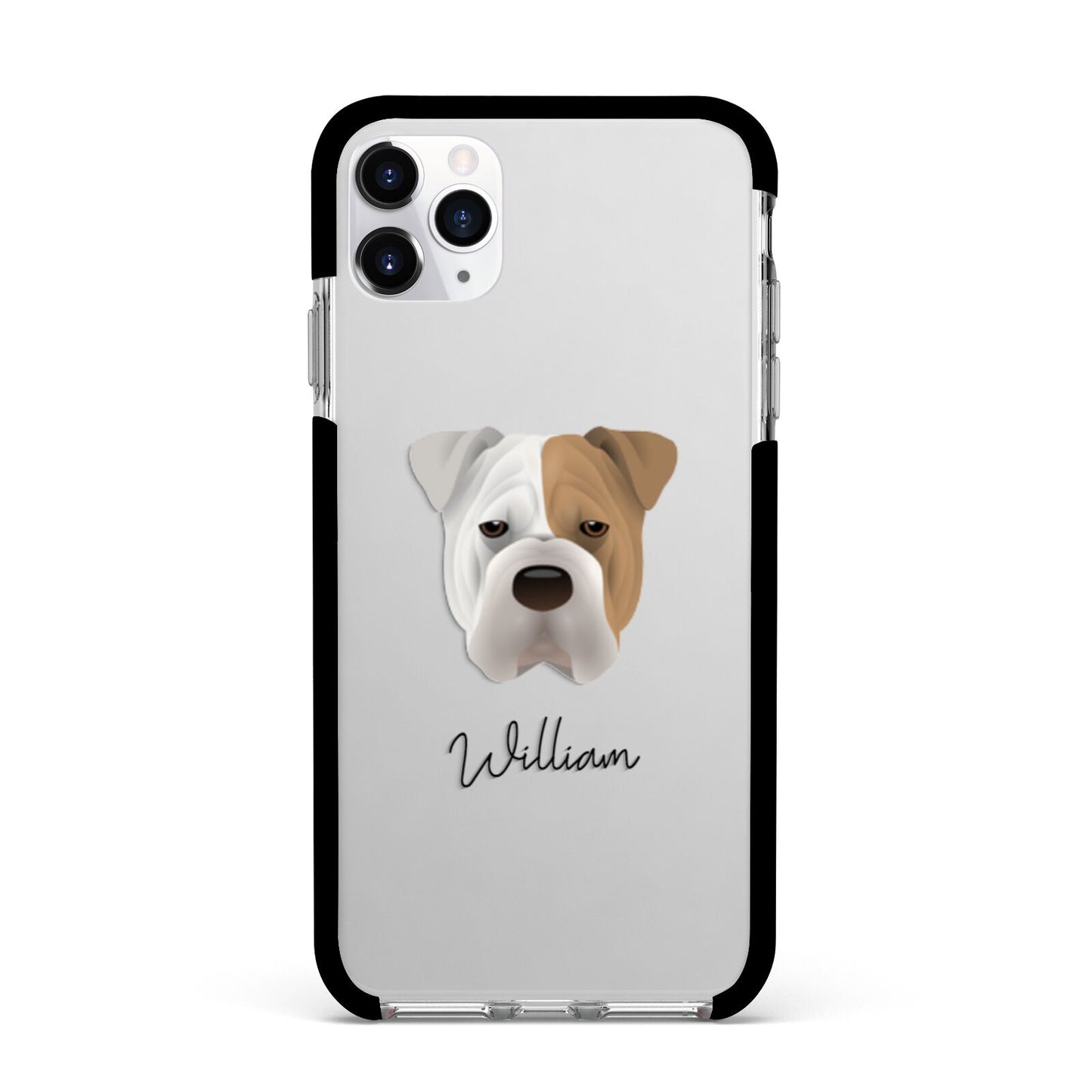 Bull Pei Personalised Apple iPhone 11 Pro Max in Silver with Black Impact Case