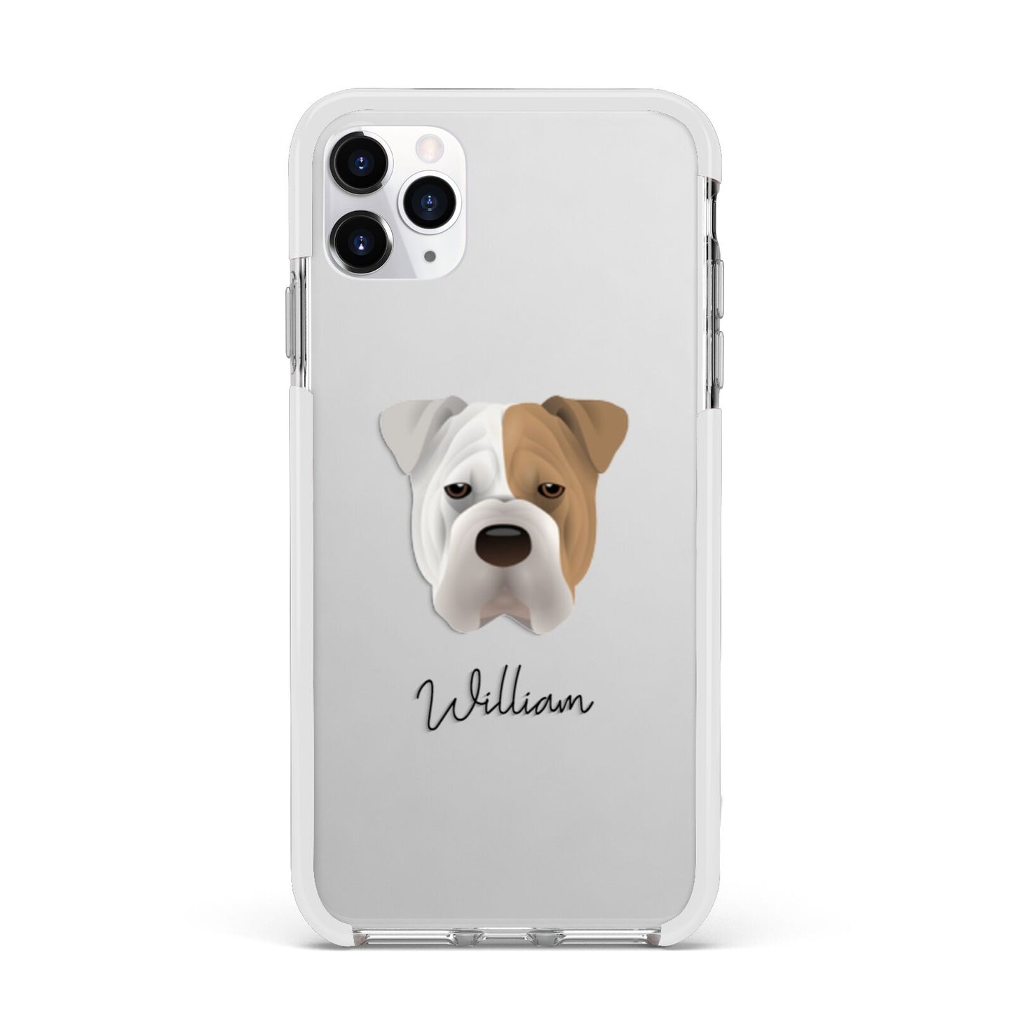 Bull Pei Personalised Apple iPhone 11 Pro Max in Silver with White Impact Case