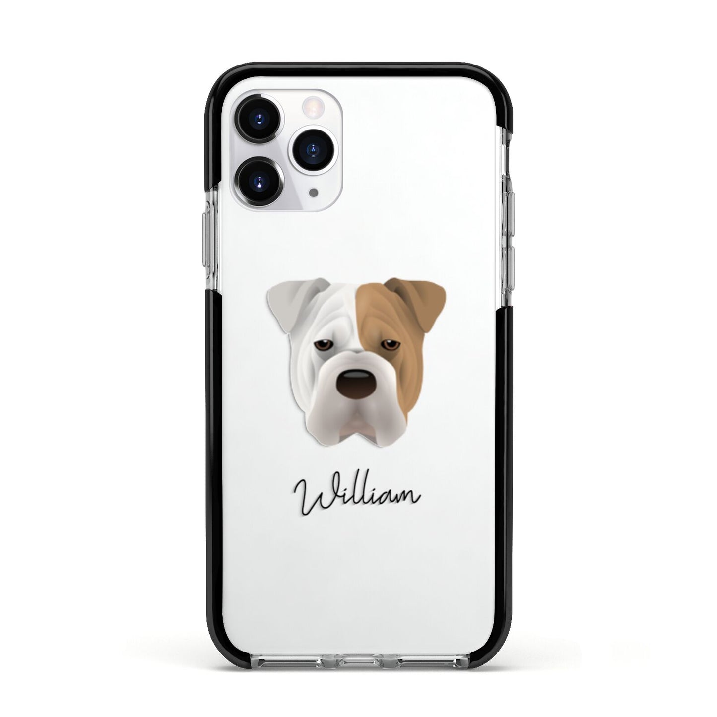 Bull Pei Personalised Apple iPhone 11 Pro in Silver with Black Impact Case