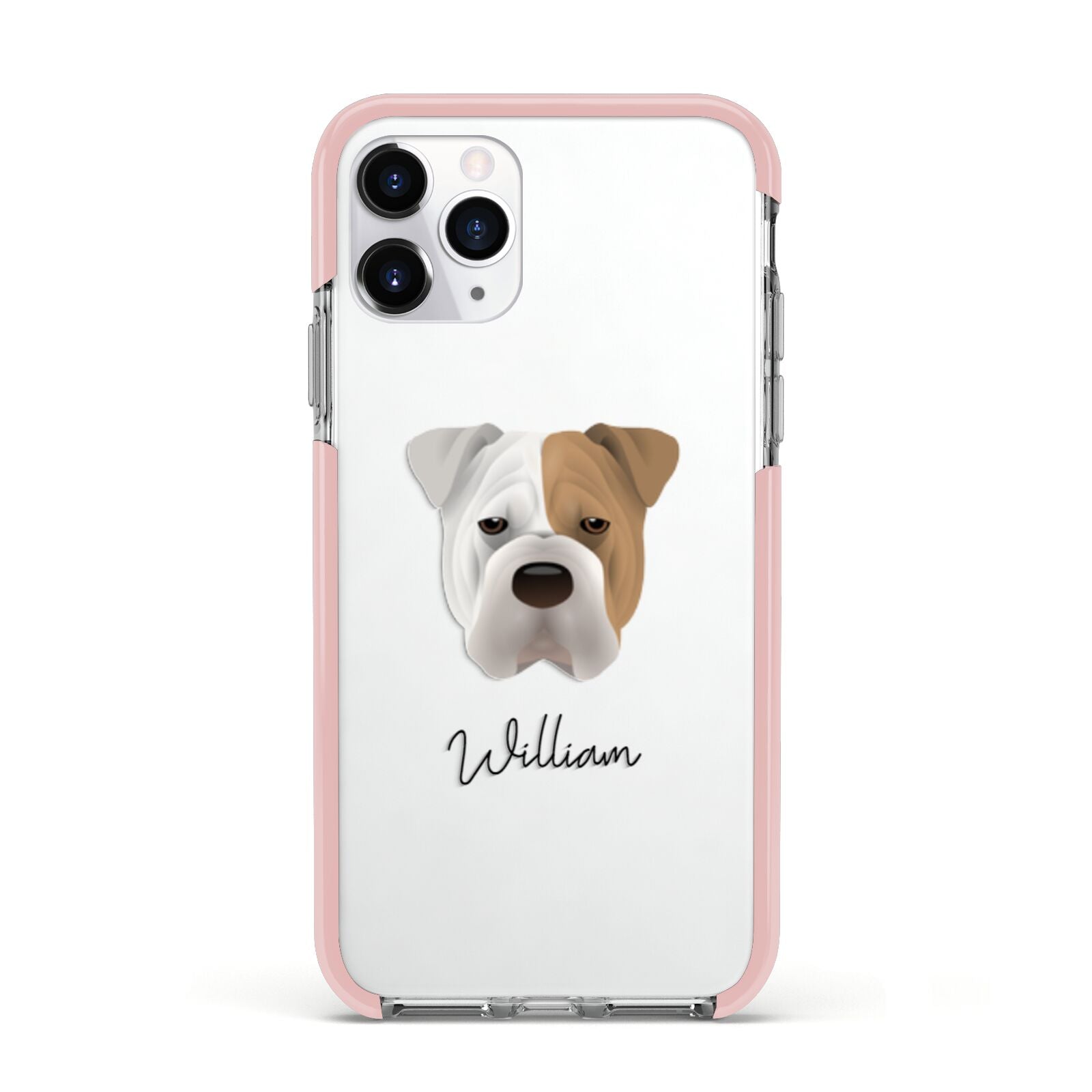 Bull Pei Personalised Apple iPhone 11 Pro in Silver with Pink Impact Case