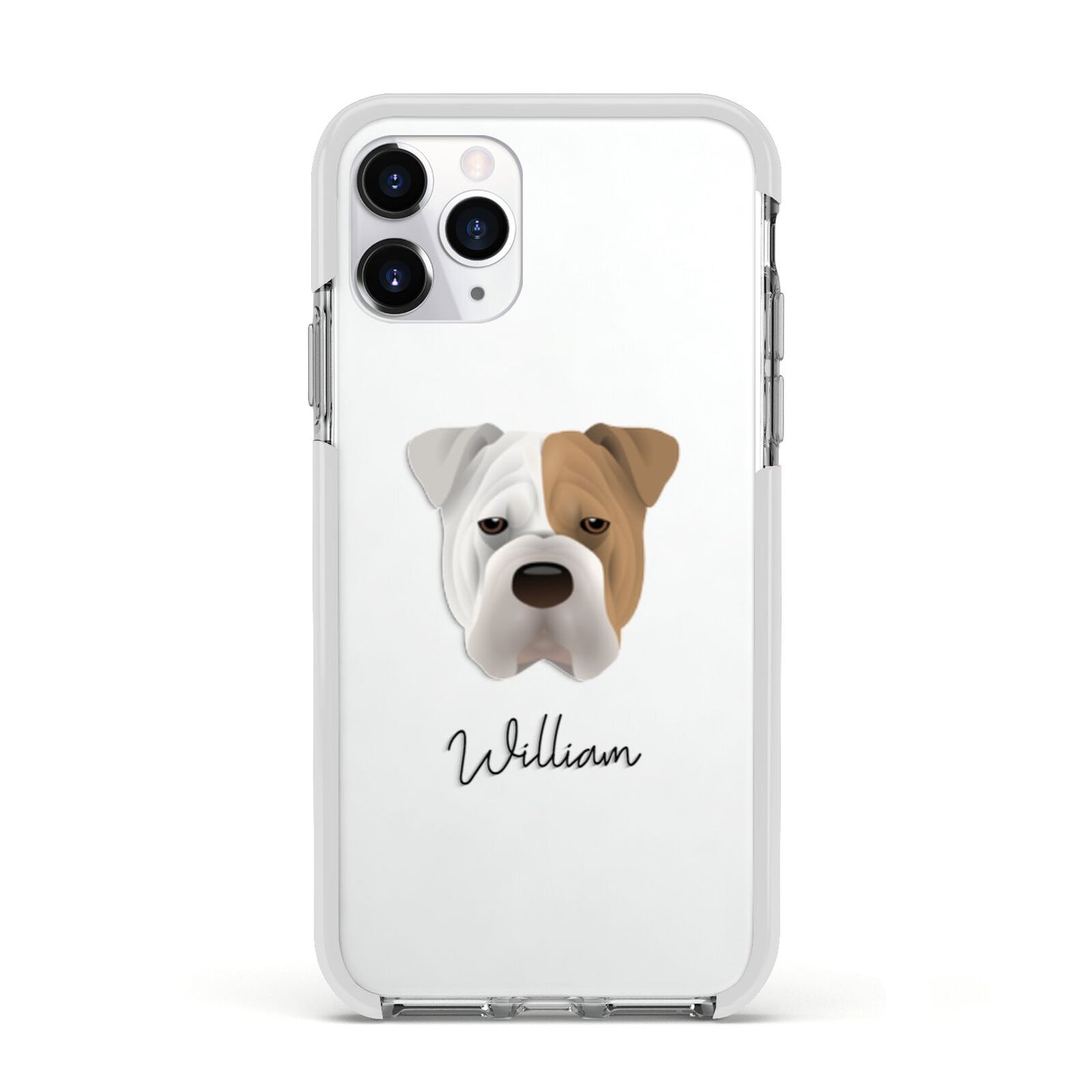 Bull Pei Personalised Apple iPhone 11 Pro in Silver with White Impact Case