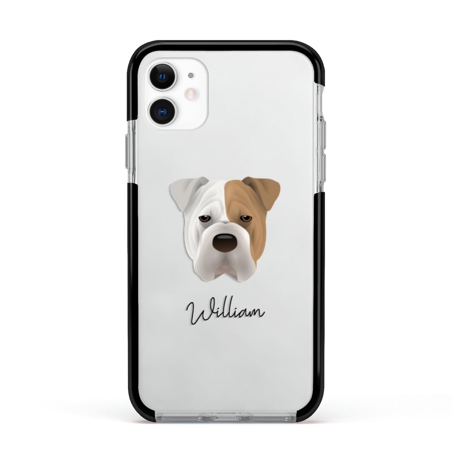 Bull Pei Personalised Apple iPhone 11 in White with Black Impact Case