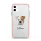 Bull Pei Personalised Apple iPhone 11 in White with Pink Impact Case