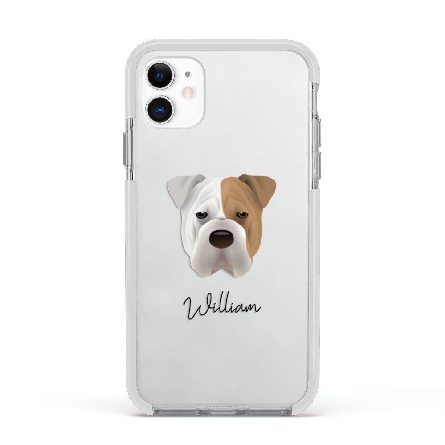 Bull Pei Personalised Apple iPhone 11 in White with White Impact Case