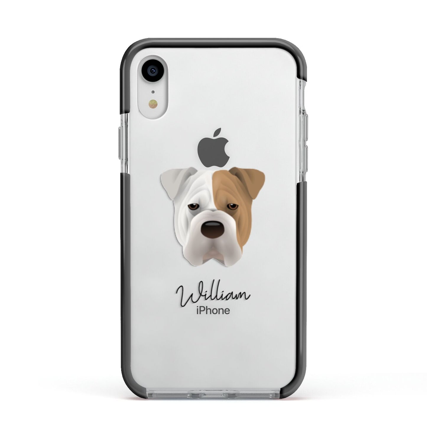 Bull Pei Personalised Apple iPhone XR Impact Case Black Edge on Silver Phone