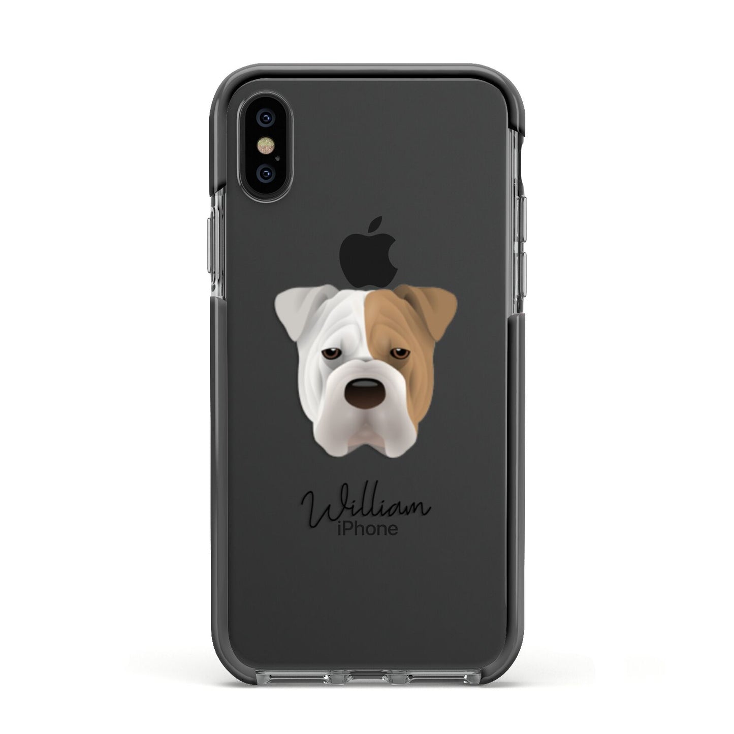 Bull Pei Personalised Apple iPhone Xs Impact Case Black Edge on Black Phone