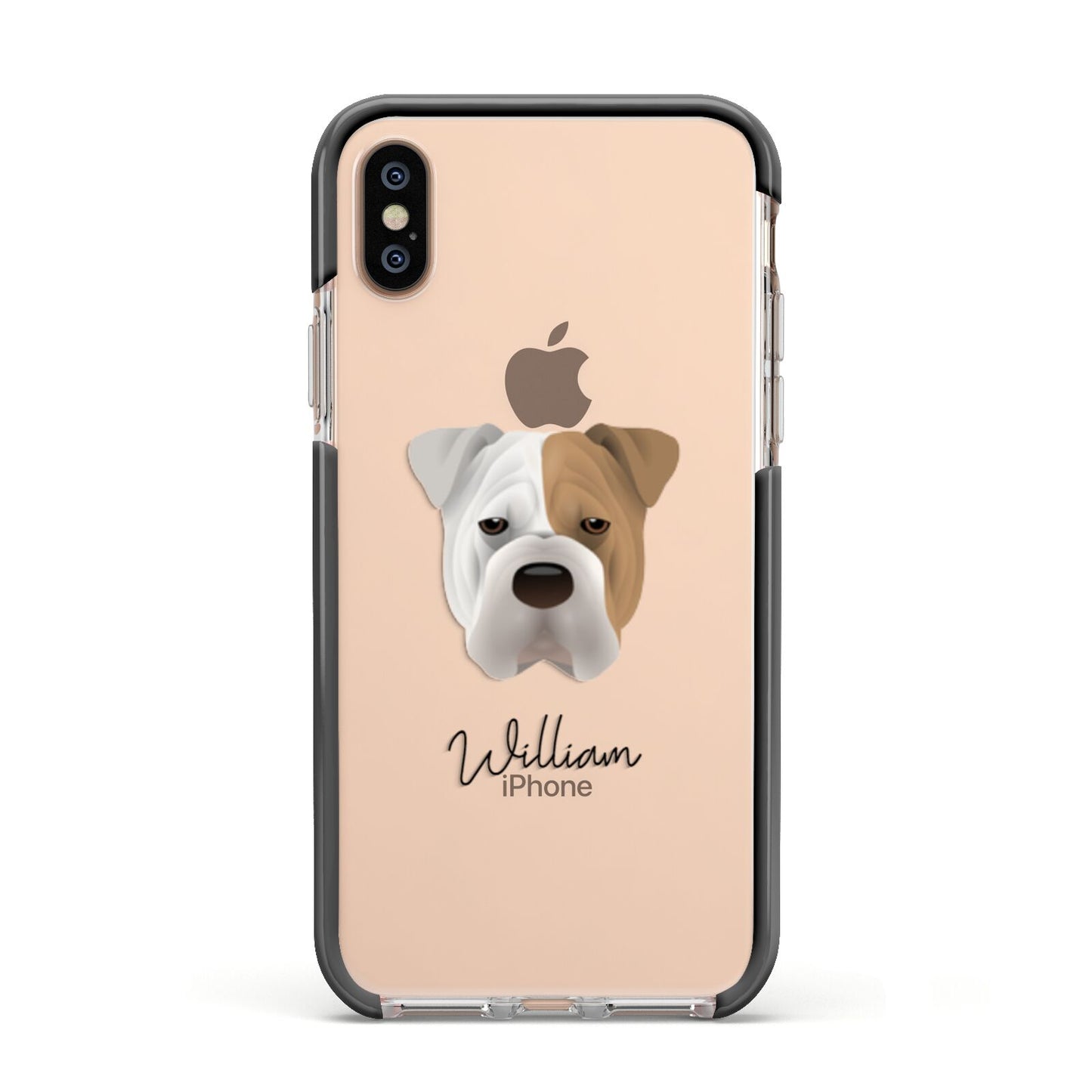 Bull Pei Personalised Apple iPhone Xs Impact Case Black Edge on Gold Phone