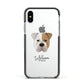 Bull Pei Personalised Apple iPhone Xs Impact Case Black Edge on Silver Phone