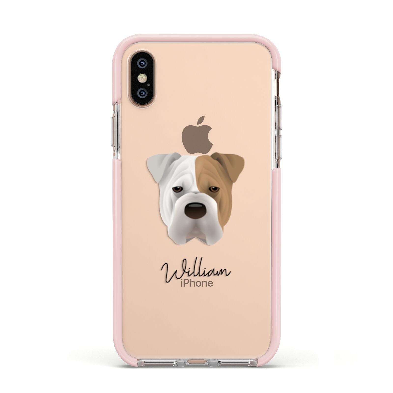 Bull Pei Personalised Apple iPhone Xs Impact Case Pink Edge on Gold Phone