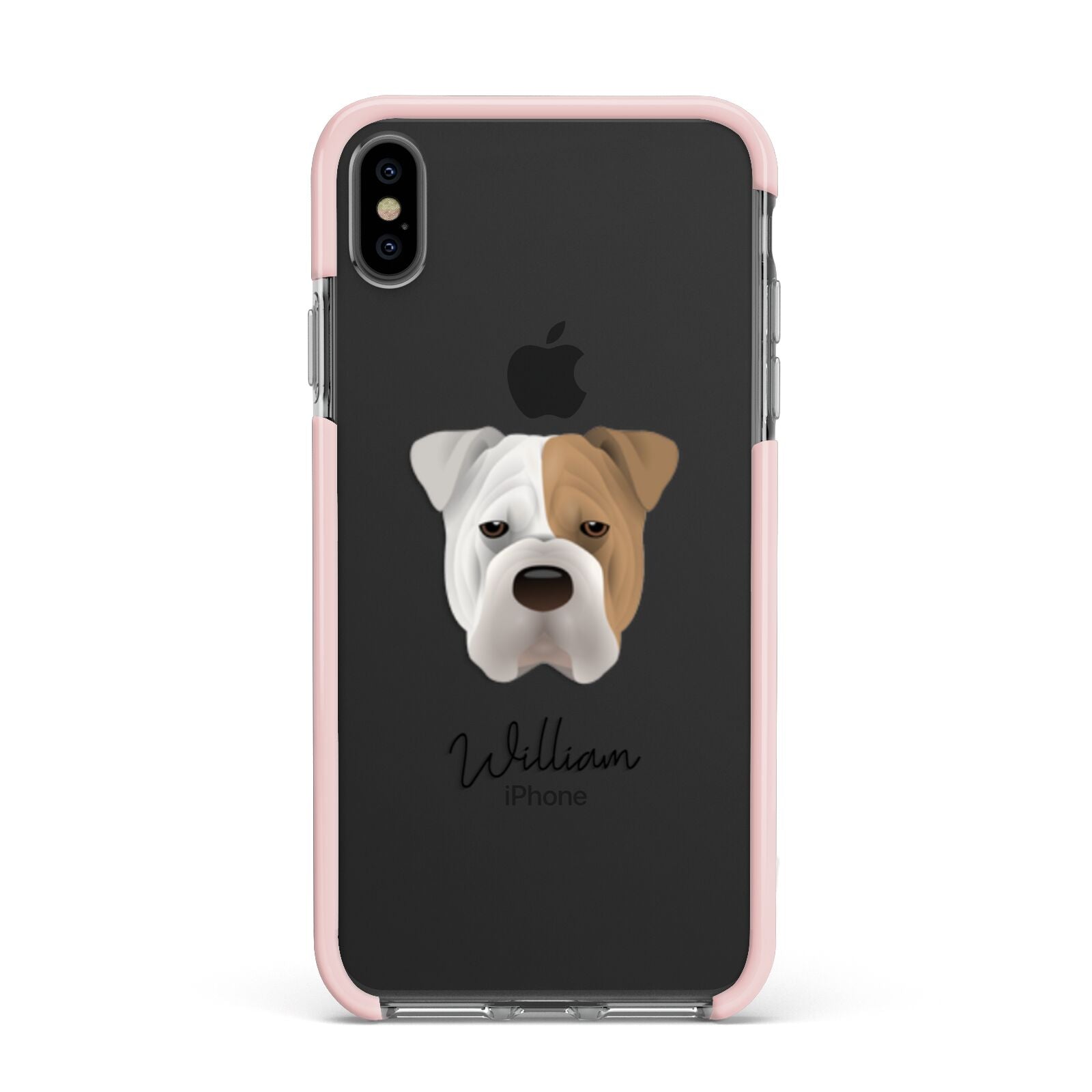 Bull Pei Personalised Apple iPhone Xs Max Impact Case Pink Edge on Black Phone