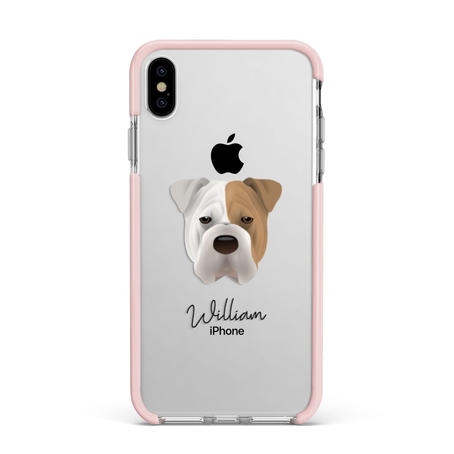 Bull Pei Personalised Apple iPhone Xs Max Impact Case Pink Edge on Silver Phone