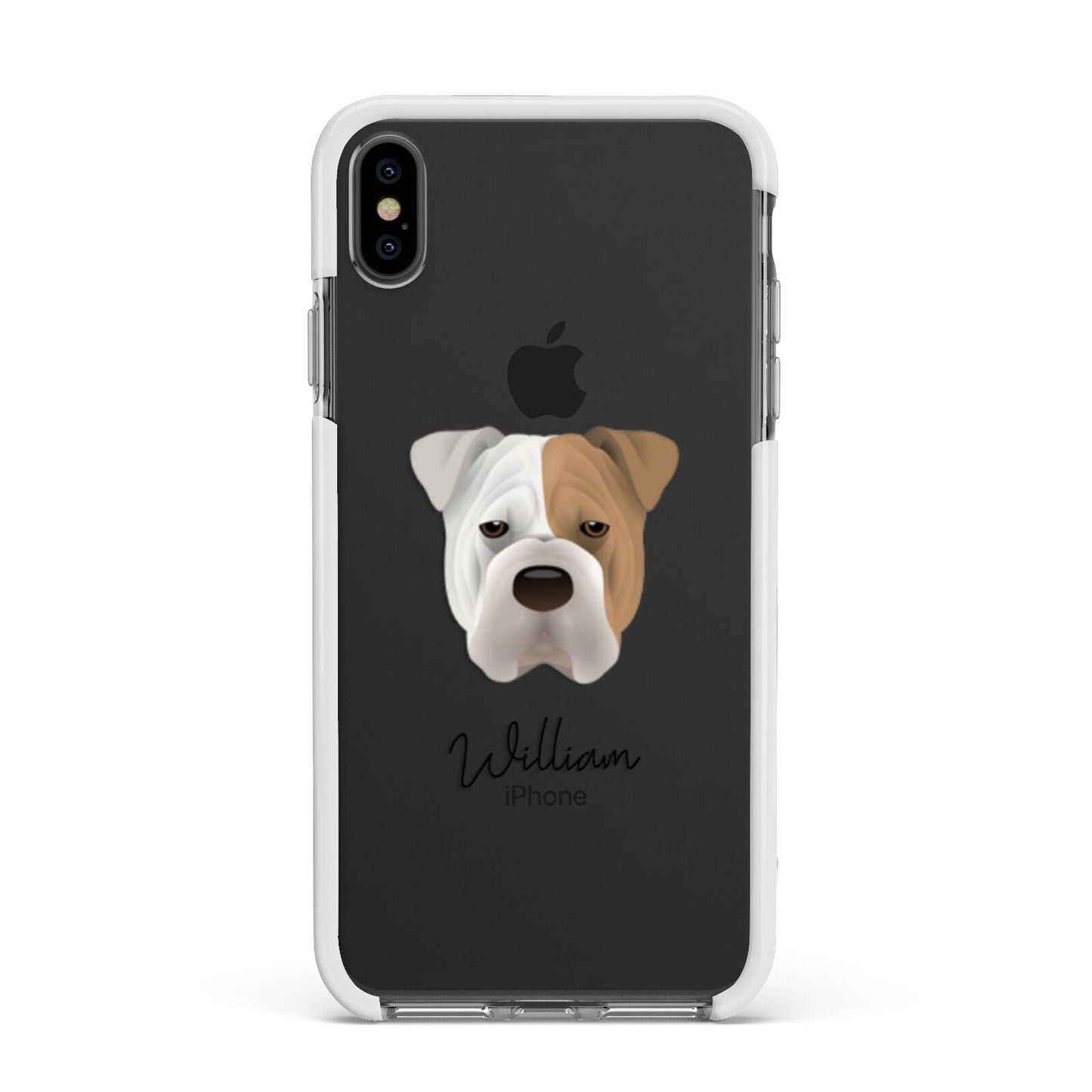 Bull Pei Personalised Apple iPhone Xs Max Impact Case White Edge on Black Phone