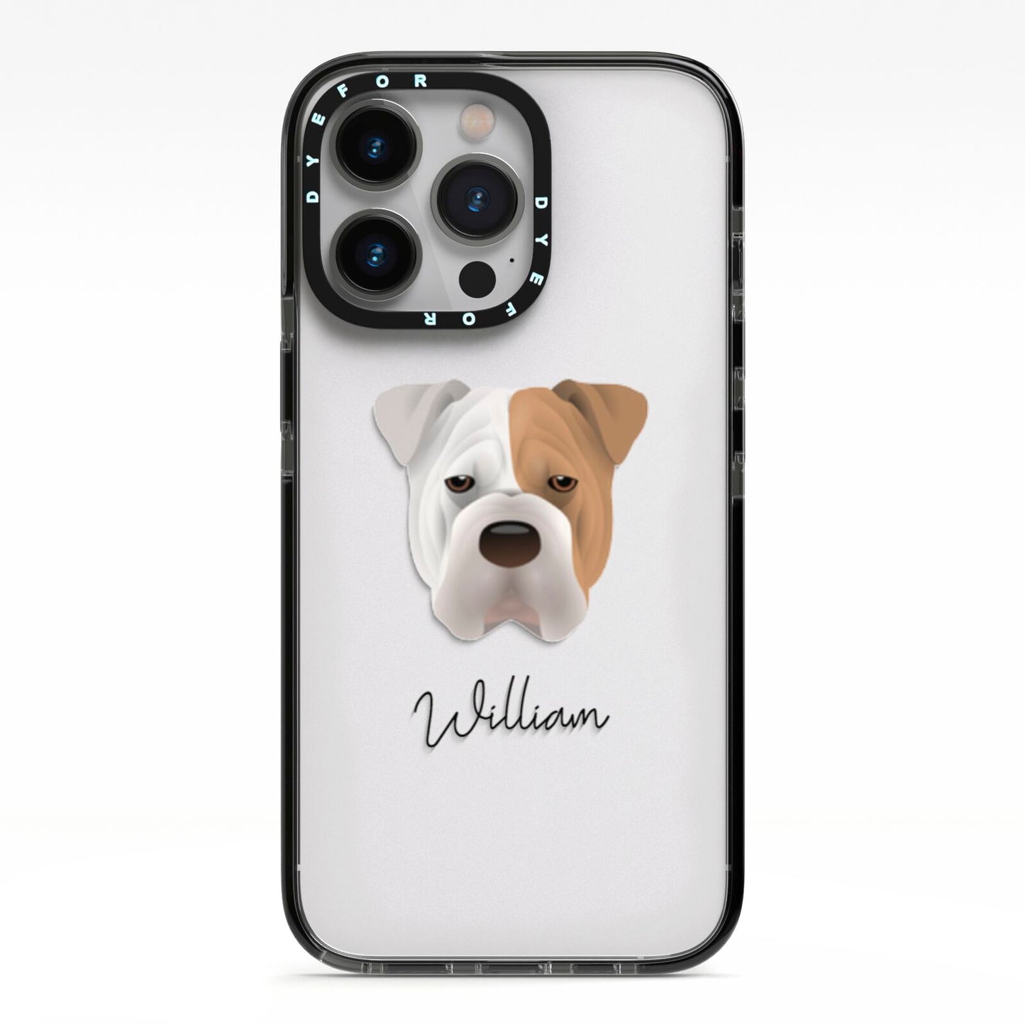 Bull Pei Personalised iPhone 13 Pro Black Impact Case on Silver phone
