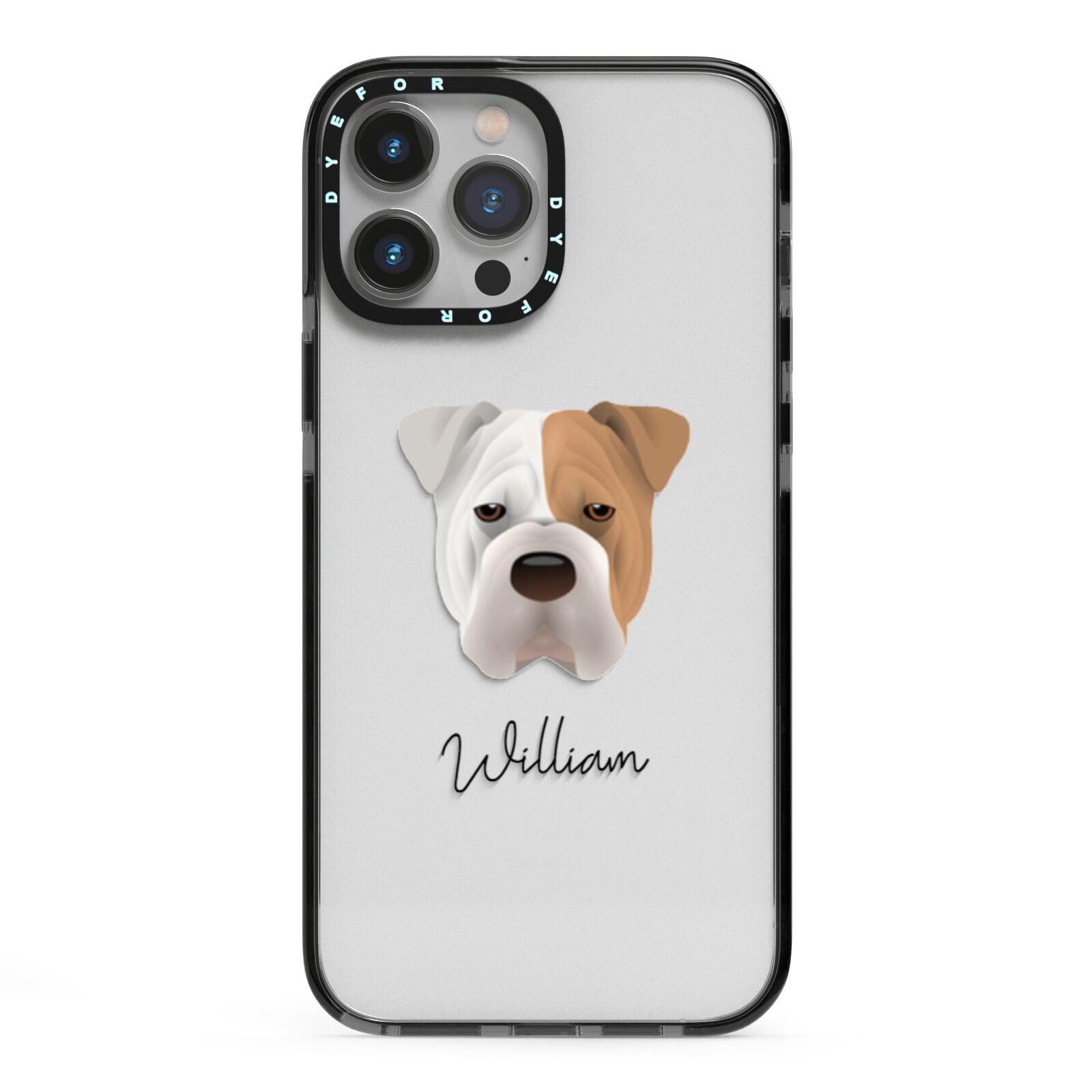 Bull Pei Personalised iPhone 13 Pro Max Black Impact Case on Silver phone