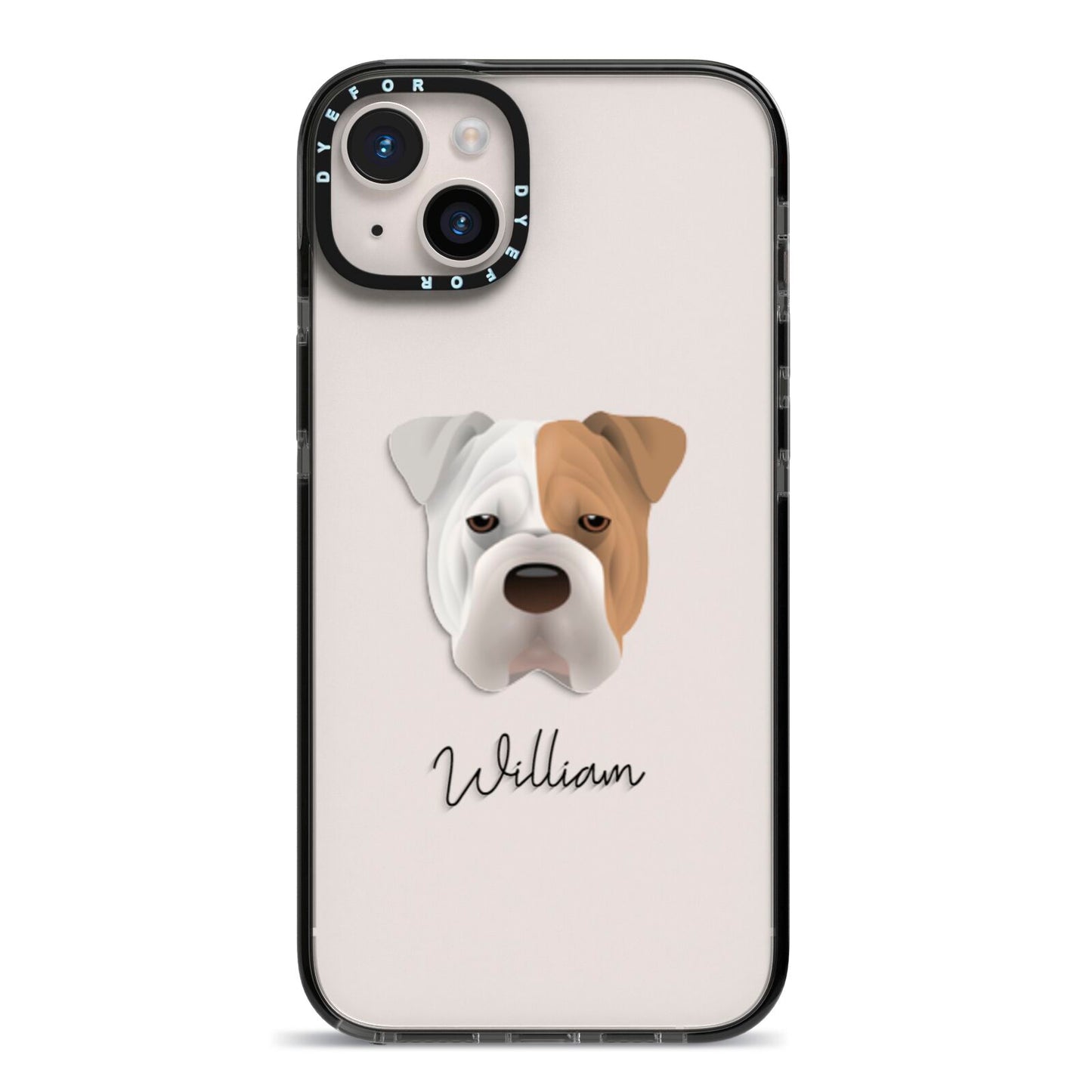 Bull Pei Personalised iPhone 14 Plus Black Impact Case on Silver phone