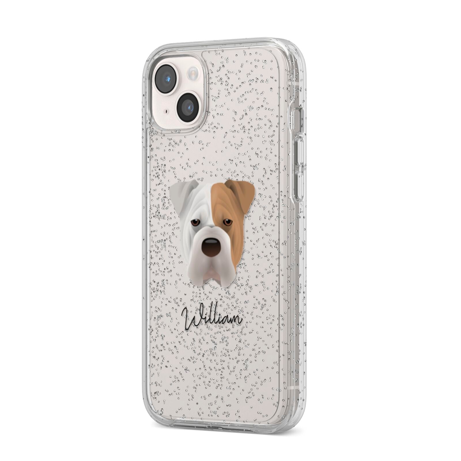 Bull Pei Personalised iPhone 14 Plus Glitter Tough Case Starlight Angled Image