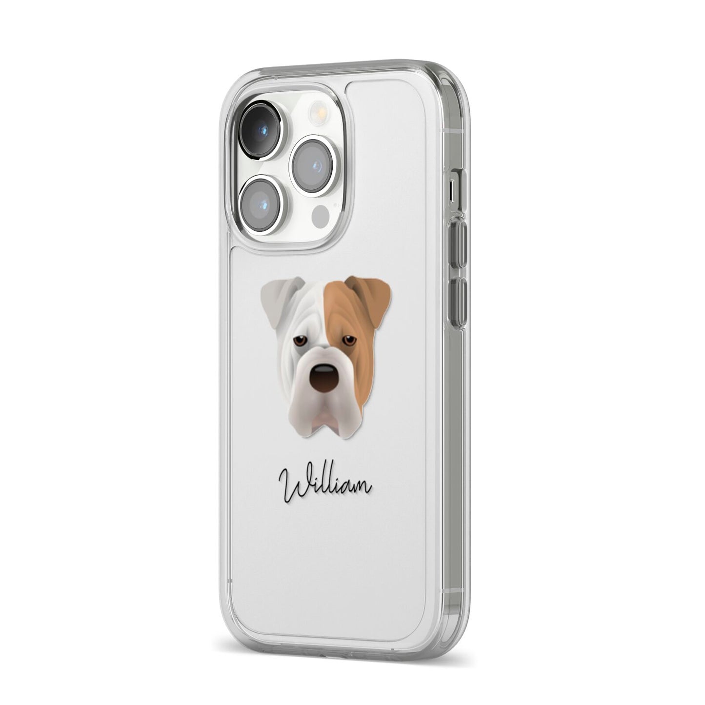 Bull Pei Personalised iPhone 14 Pro Clear Tough Case Silver Angled Image