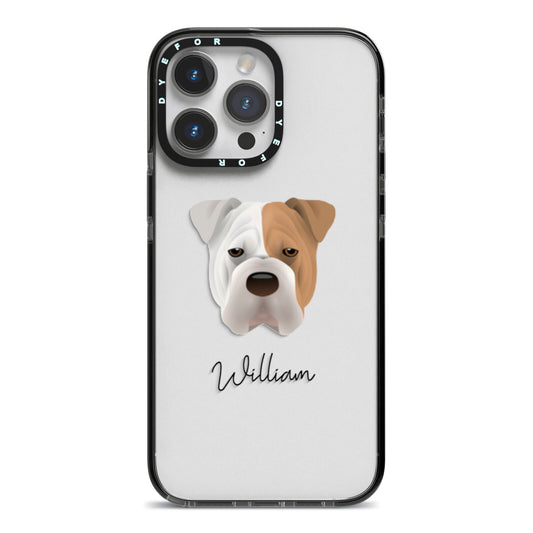 Bull Pei Personalised iPhone 14 Pro Max Black Impact Case on Silver phone
