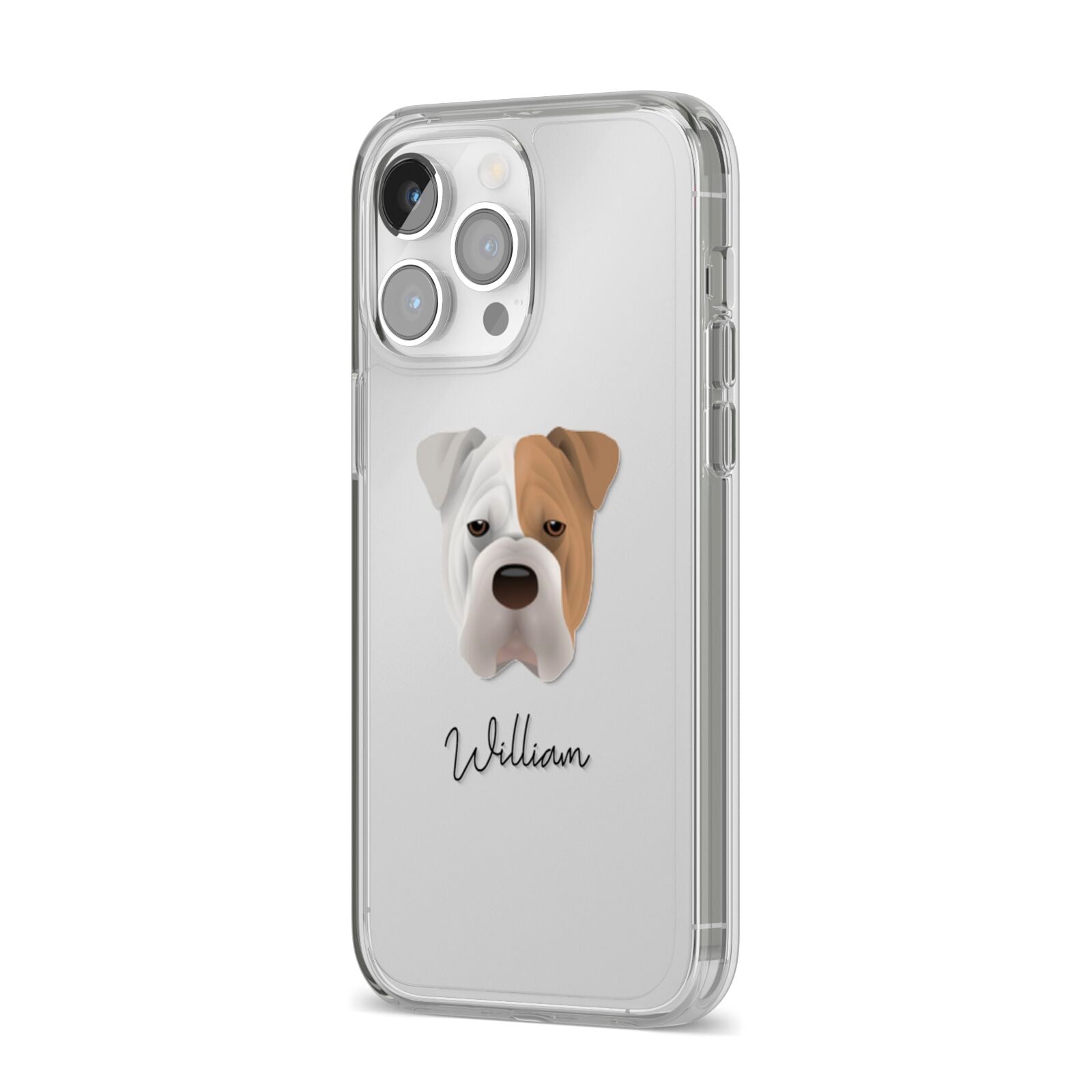 Bull Pei Personalised iPhone 14 Pro Max Clear Tough Case Silver Angled Image