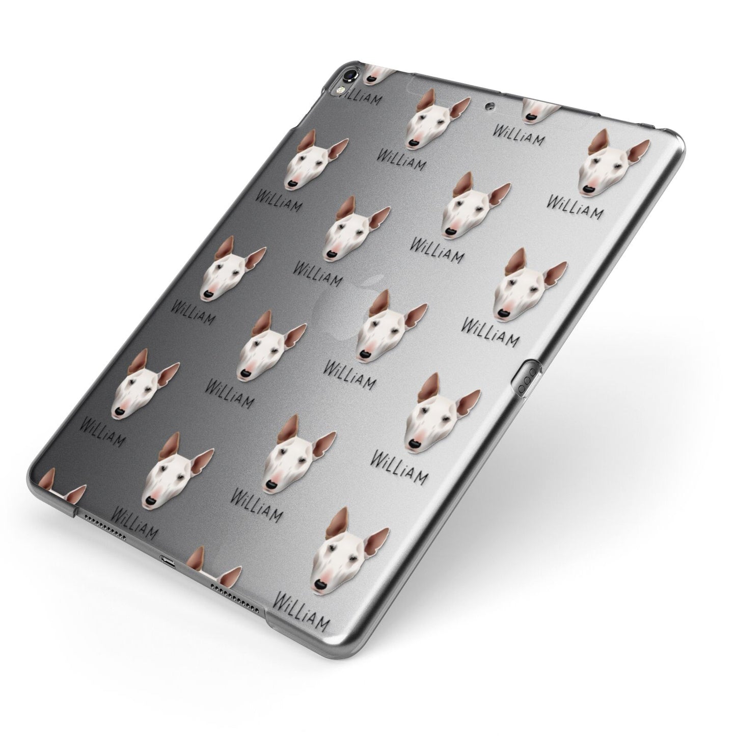 Bull Terrier Icon with Name Apple iPad Case on Grey iPad Side View