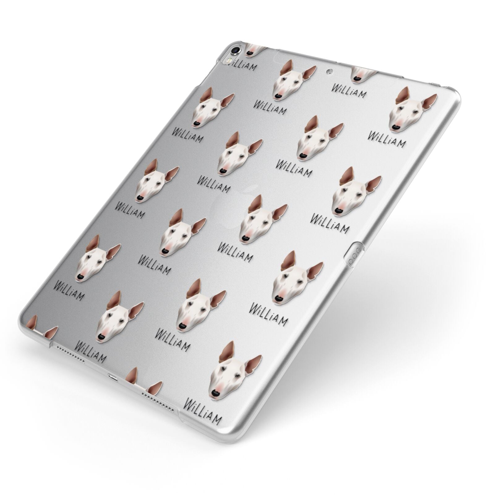 Bull Terrier Icon with Name Apple iPad Case on Silver iPad Side View