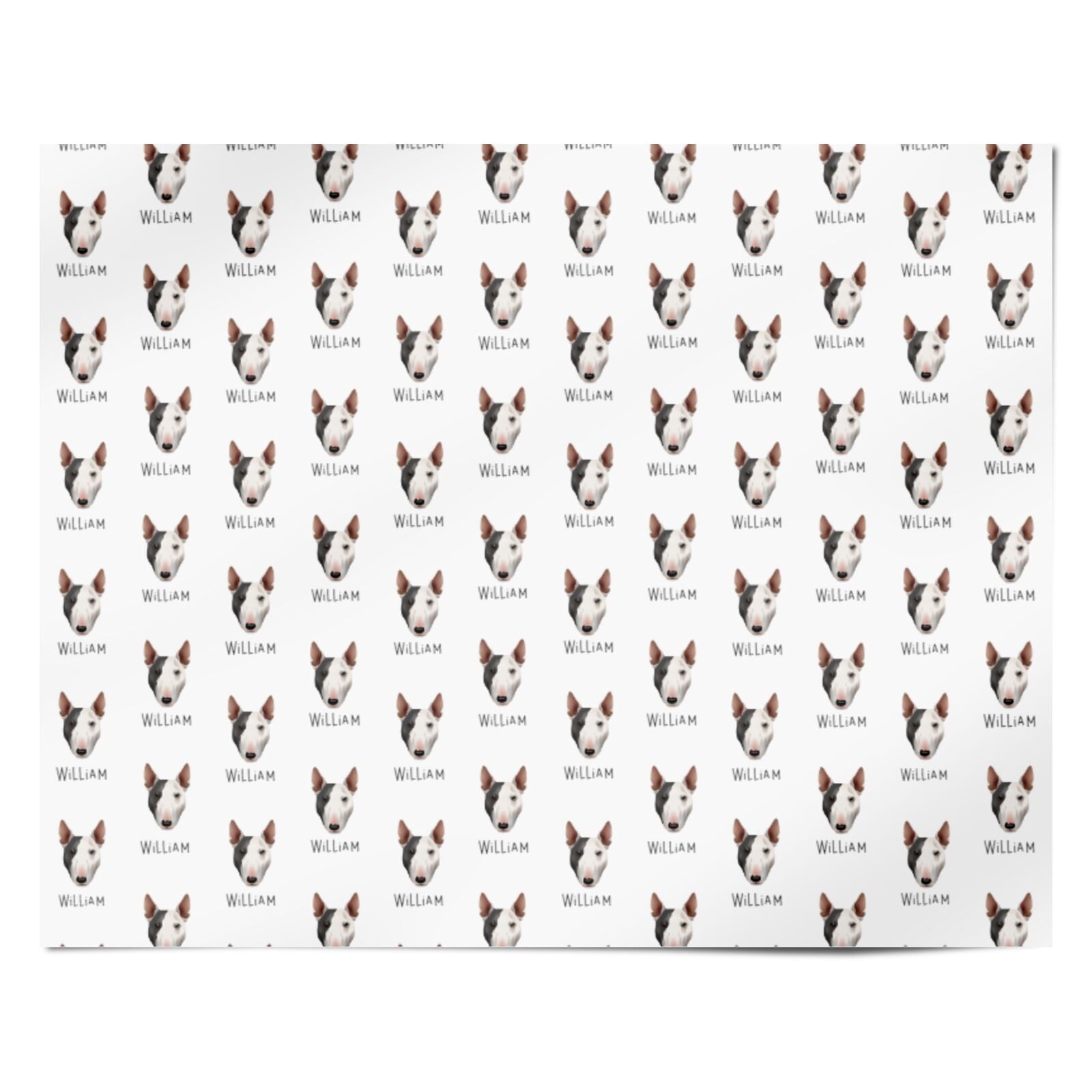 Bull Terrier Icon with Name Personalised Wrapping Paper Alternative