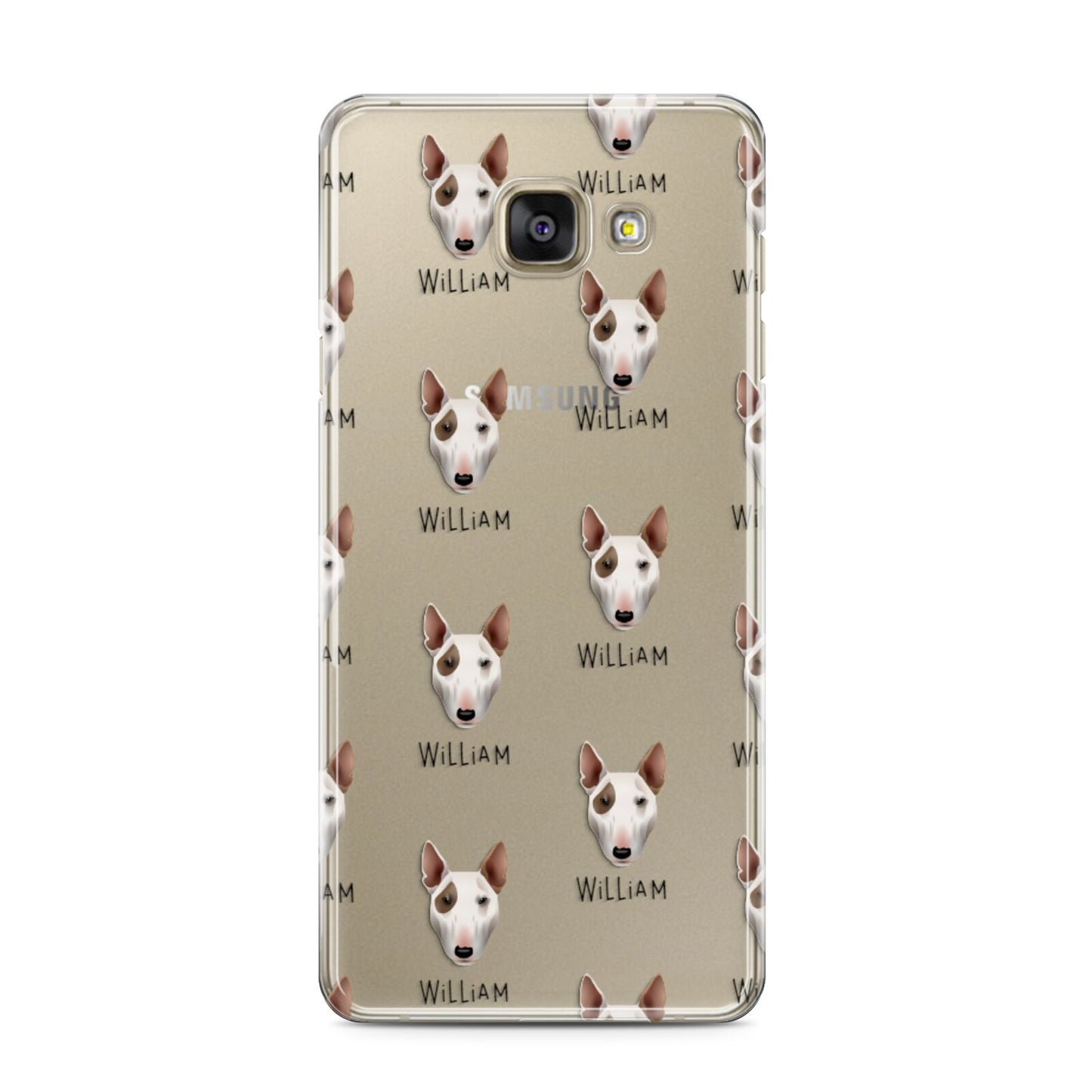 Bull Terrier Icon with Name Samsung Galaxy A3 2016 Case on gold phone