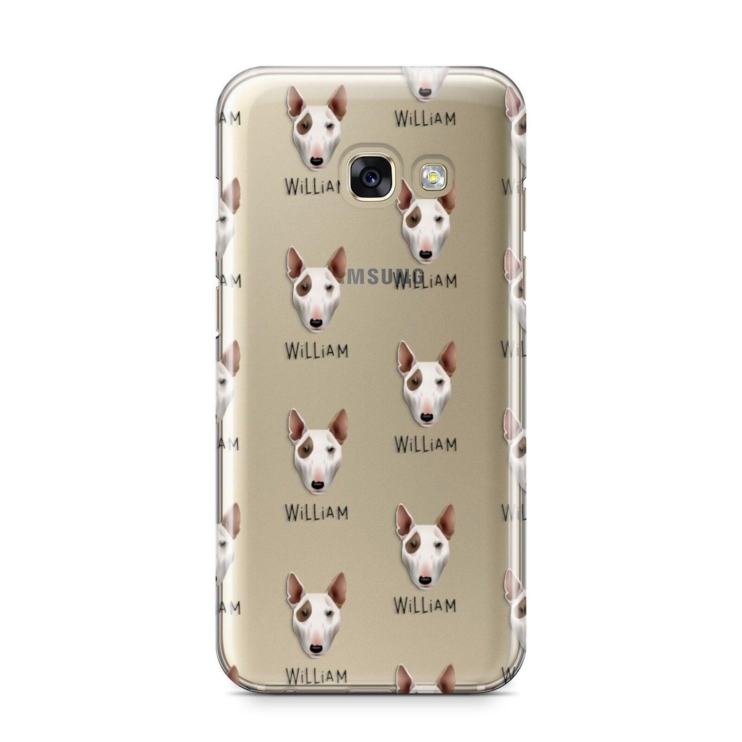 Bull Terrier Icon with Name Samsung Galaxy A3 2017 Case on gold phone