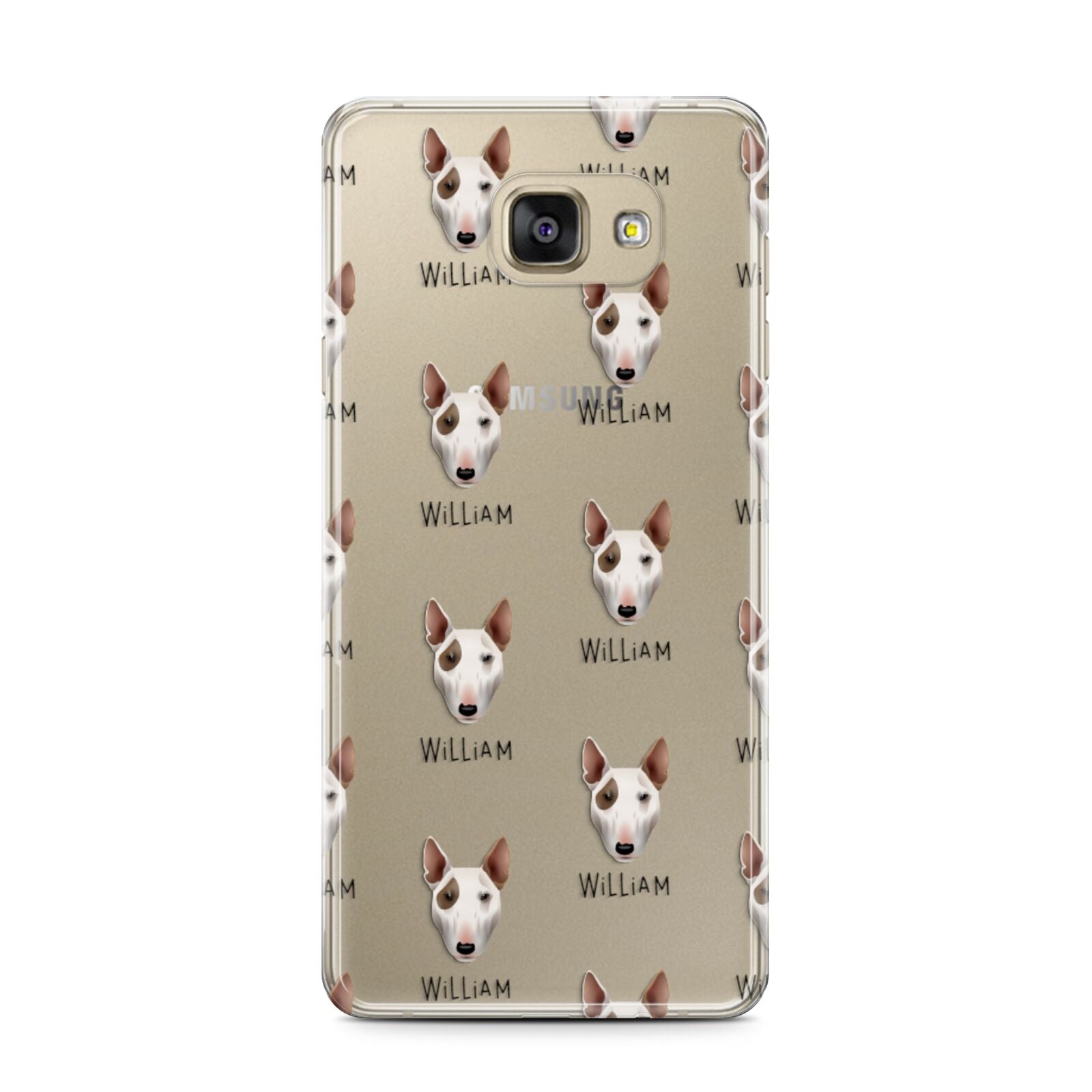 Bull Terrier Icon with Name Samsung Galaxy A7 2016 Case on gold phone