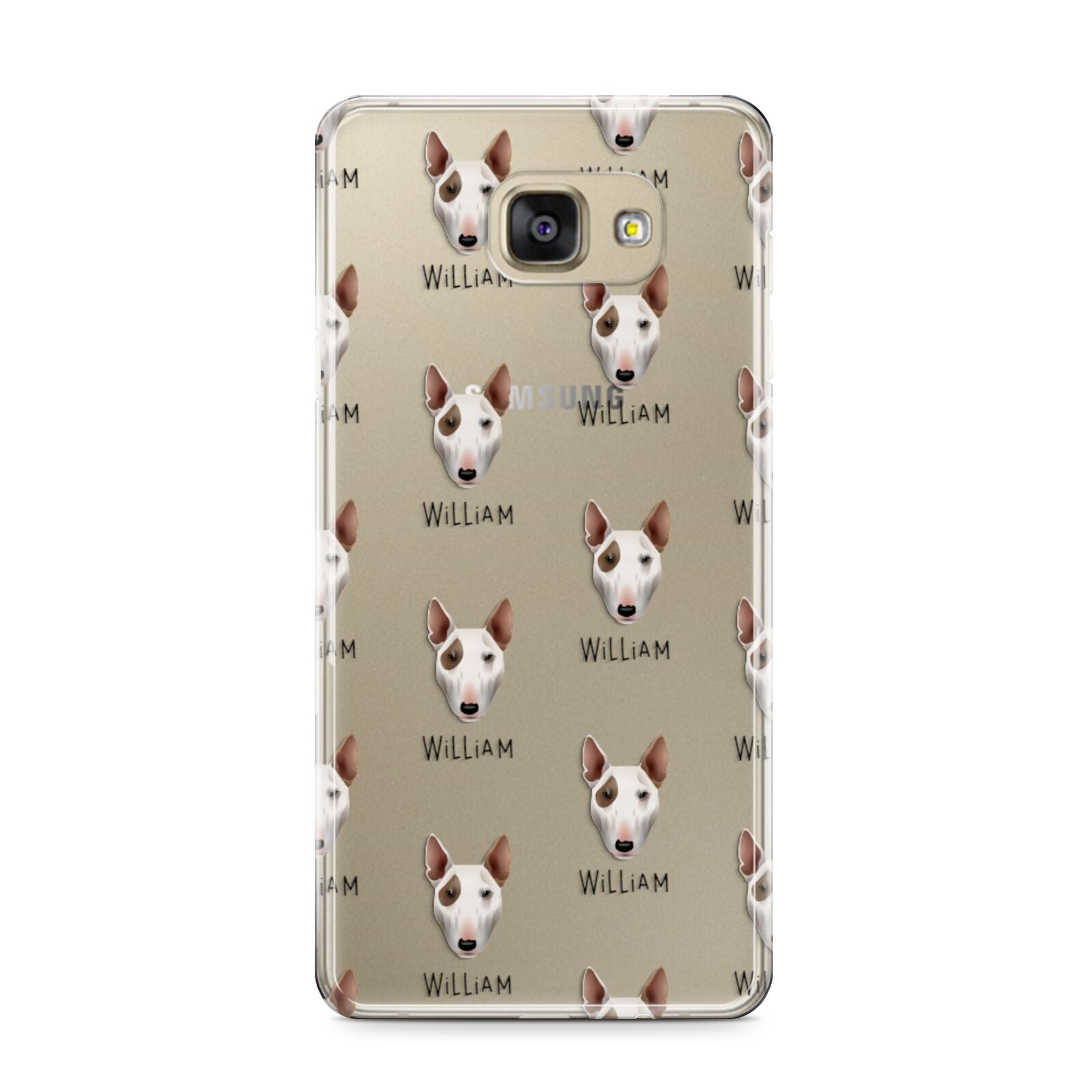 Bull Terrier Icon with Name Samsung Galaxy A9 2016 Case on gold phone