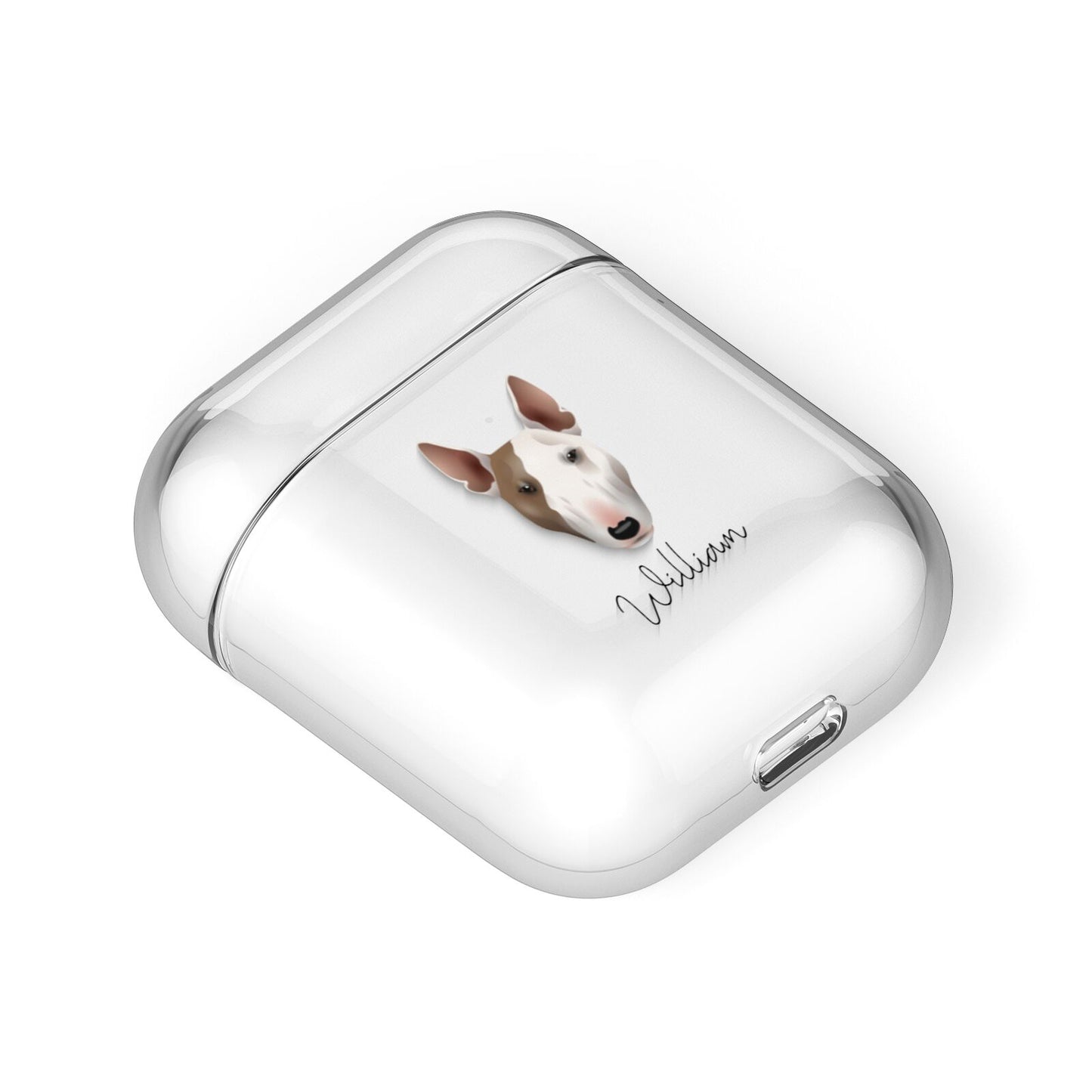 Bull Terrier Personalised AirPods Case Laid Flat